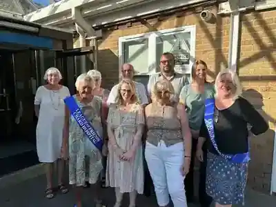 Members of Chard League of Friends gathered outside Chard Community Hospital